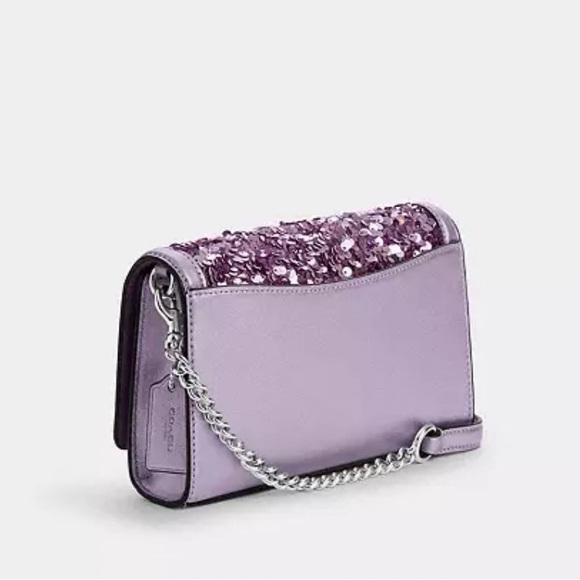 COACH Flap Clutch Crossbody in Gorgeous Silver Lilac Sequins. 🤩 SOLD OUT! - Picture 2 of 7